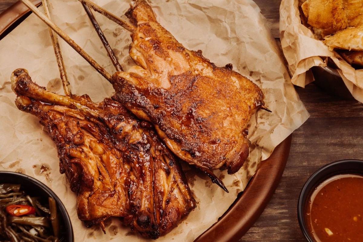 Grilled chicken breast with basted sauce
