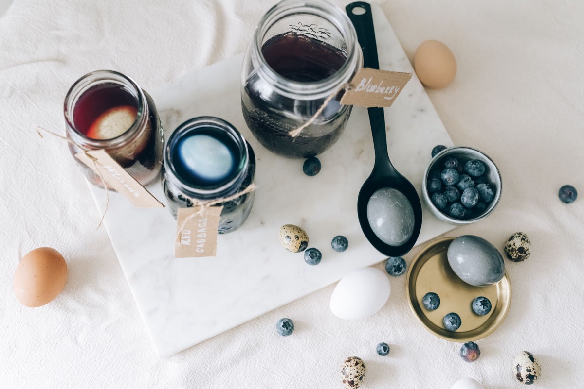 Blueberry jar with label in grocery store