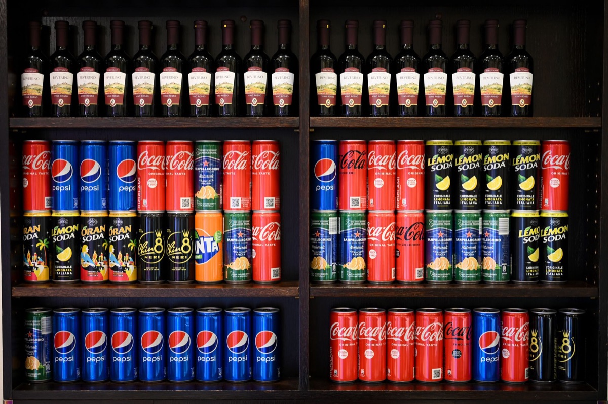 Supermarket shelf with nutrition labels