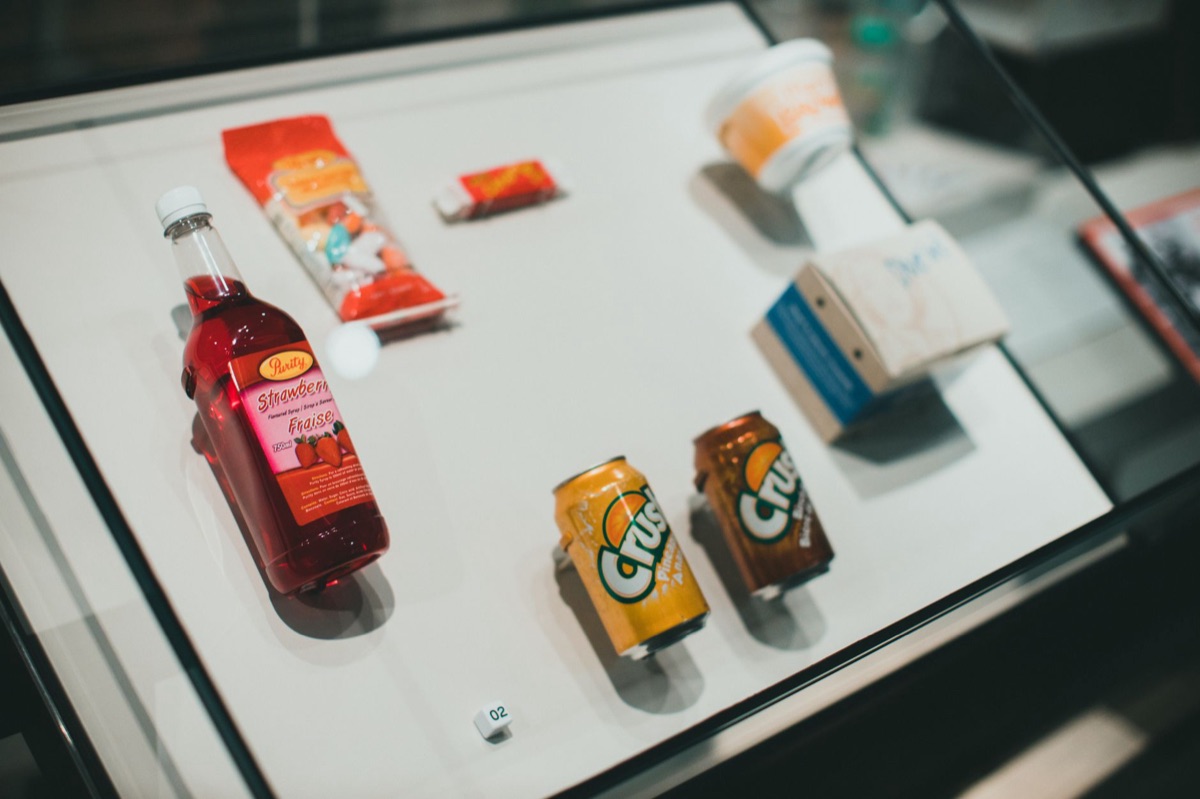 supermarket shelf with nutrition labels