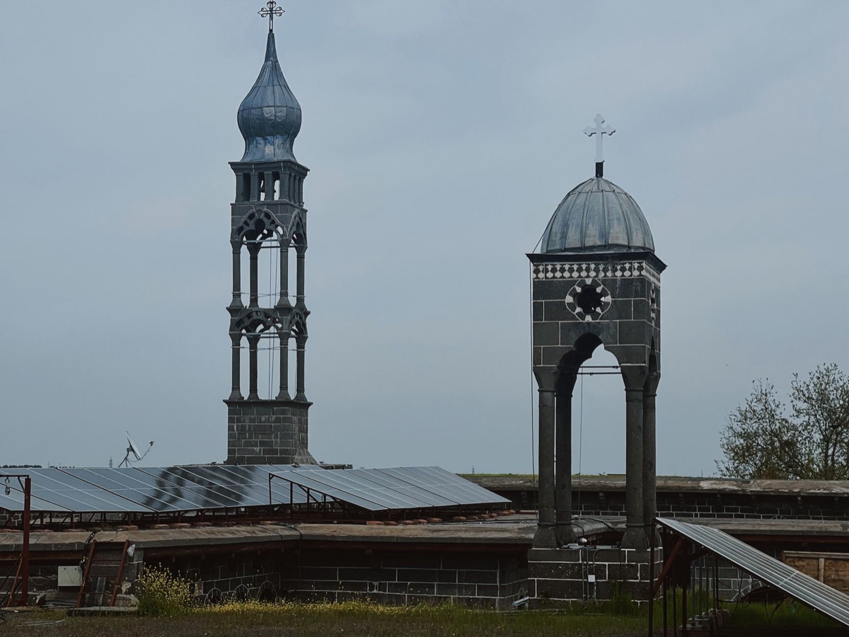 bell tower with food packaging