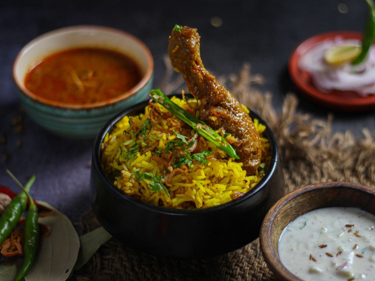 Rice with spices in Indian kitchen