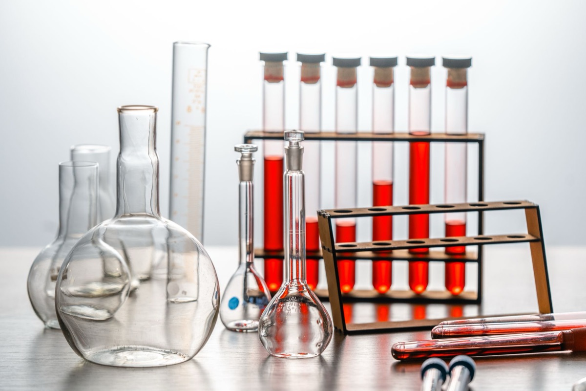 equipo laboratorio con muestras alimentarias